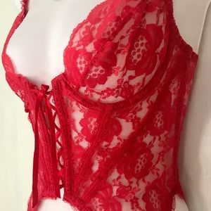 VINTAGE 80’s JEZEBEL RENEÉ TIE FRONT CORSET BUSTIER WITH GARTERS NEW CONDITION❣️